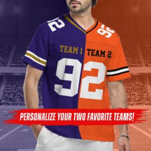 Custom Half and Half Football Jersey, Personalized Split Team Shirt For Kids & Adult Football Lovers, Split Half Uniform, Game Day Outfit