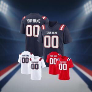 Custom Football Jersey Personalized Name Number Shirt, Team Style Game Day Uniform, Mesh Sports Jersey for Men Women Kids Toddler, Fan Gift