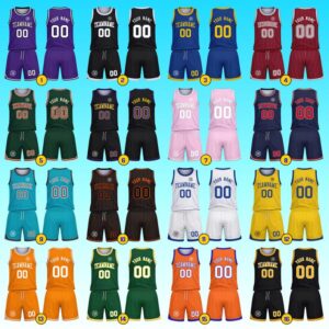 Custom Basketball Full Color Jersey, Personalized Name Number Team Uniform Shirt for Men Women Youth Kids, Basketball Set for Fans Lovers