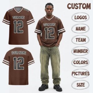 Custom Brown Football Jersey Personalized Team Name Number For Men Women Youth Kids