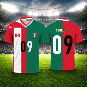 Custom Half And Half Jersey, Personalized Name Number Football Shirt, Two Flag Fan Jersey, Family Matching Tee