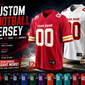 Personalized Football Jersey, Custom Football Shirt, Embroidered Name Number Jersey, Team Uniform, Men's Women's Youth Football Jersey
