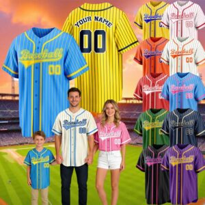 Custom Baseball Jersey Personalized Striped Baseball Shirt with Name Number Logo for Men Women Sports Uniform