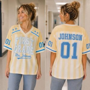 Custom School Spirit Jersey, Custom Grade Teacher Jersey, Back to School Baseball Tee, Elementary Teacher Gift