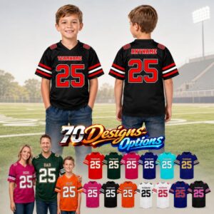 Custom Football Jersey Personalized Embroidered Name Number Logo Team sport Training Shirt Fan Birthday Gift for Men Women Kids Toddlers