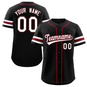Unisex Black & White Red Baseball Jersey – Custom Name & Number Team Uniform