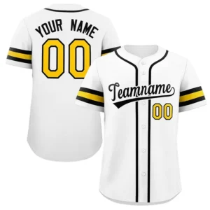 Unisex White & Yellow Black Baseball Jersey – Custom Name & Number Team Uniform