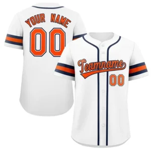 Unisex White & Orange Black Baseball Jersey – Custom Name & Number Team Uniform