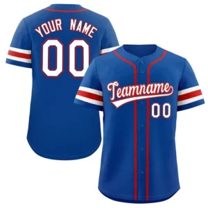 Unisex Blue & White Red Baseball Jersey – Custom Name & Number Team Uniform