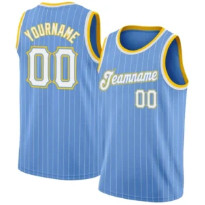 Men Stripes Blue & White Basketball Jersey – Custom Name & Number Team Uniform