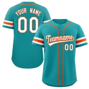 Unisex Teal & White Orange Baseball Jersey – Custom Name & Number Team Uniform