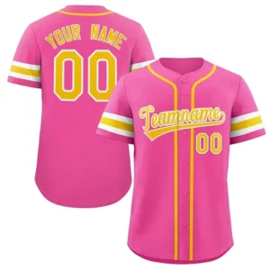 Unisex Pink & Yellow Baseball Jersey – Custom Name & Number Team Uniform