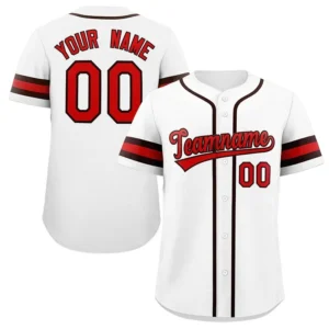 Unisex White & Red Black Baseball Jersey – Custom Name & Number Team Uniform