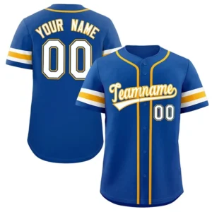 Unisex Blue & White Yellow Baseball Jersey – Custom Name & Number Team Uniform
